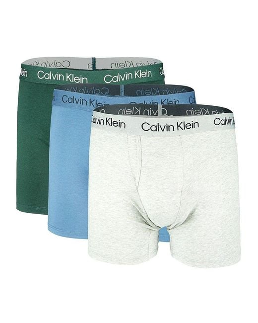 Calvin Klein 3-pack Logo Boxer Briefs in Blue for Men | Lyst