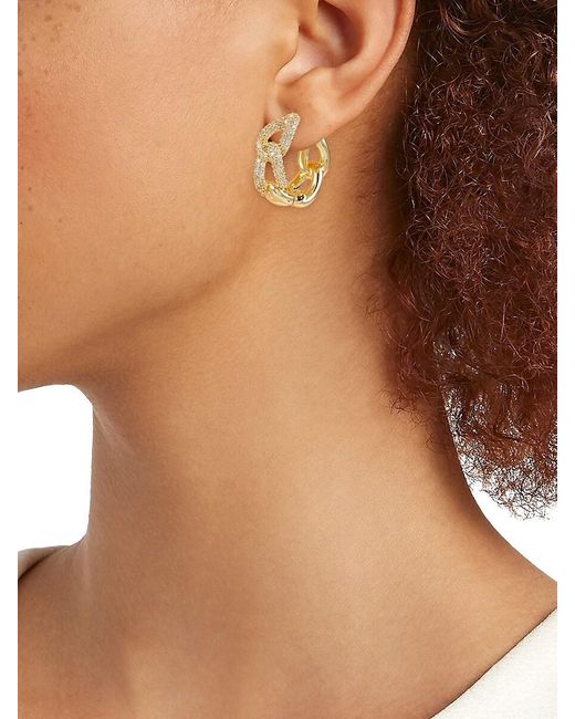 AREA STARS Metallic Crystal Bloom 14K-Dipped & Cubic Zirconia Drop Earrings