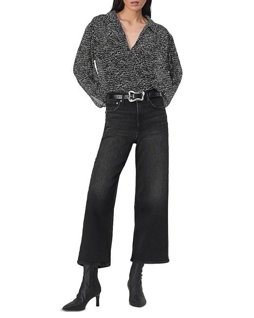 Rag & Bone Gray Emmy Silk-Blend Top