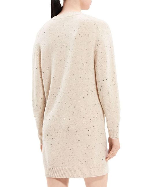 Theory White Donegal Wool & Cashmere Mini Sweater Dress