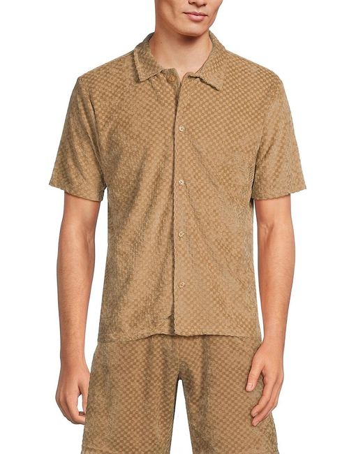 FLEECE FACTORY Natural Textured Short Sleeve Shirt for men