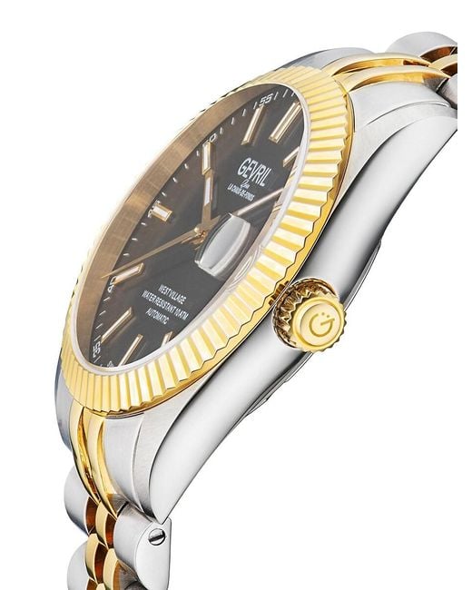 Gevril Metallic West Village 40Mm Stainless Steel Swiss Automatic Bracelet Watch for men