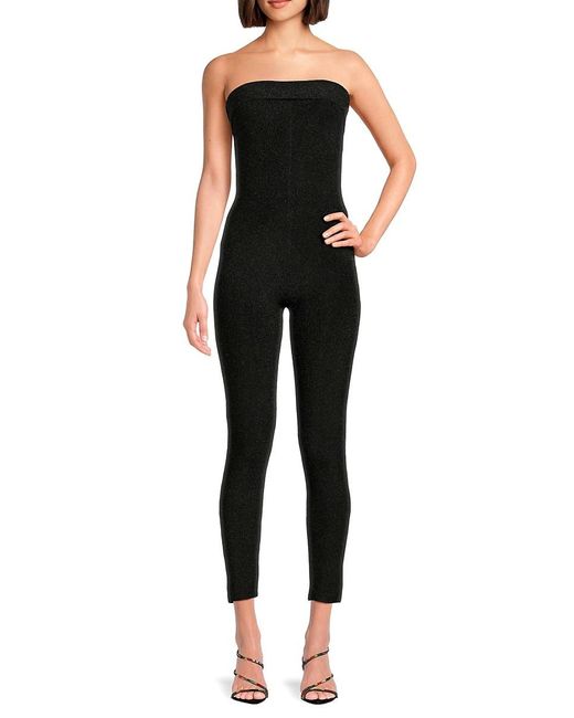 River Island Feather Bandeau Jumpsuit in Black | Lyst