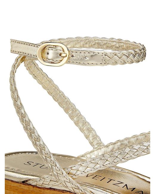 Stuart Weitzman 60Mm Wovette Metallic-Woven Wedges