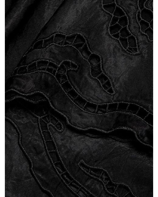 Rails Black Anya Lace-trim Midi Slip Skirt
