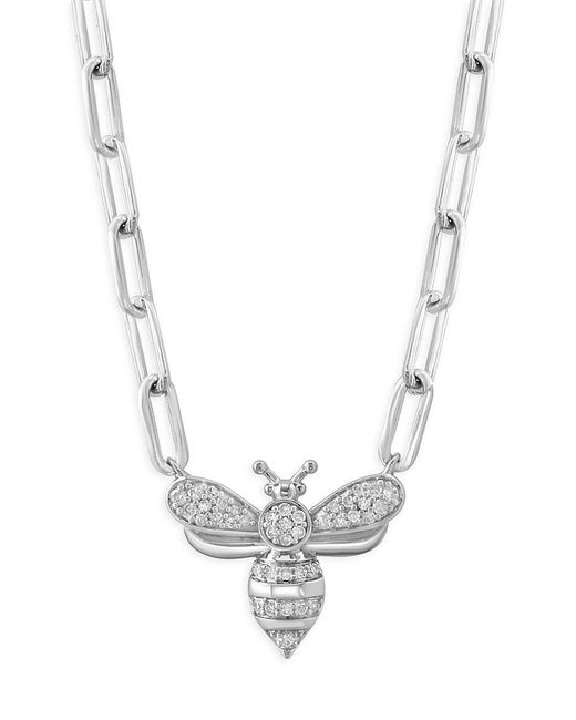 Effy White Sterling & 0.18 Tcw Diamond Bee Pendant Necklace