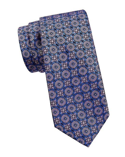 Canali Blue Medallion Silk Jacquard Tie for men