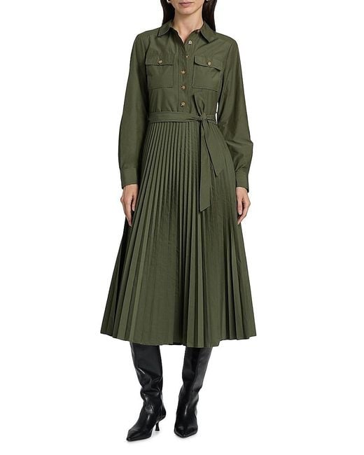 10 Crosby Derek Lam Green Kenza Tie-Waist Shirtdress