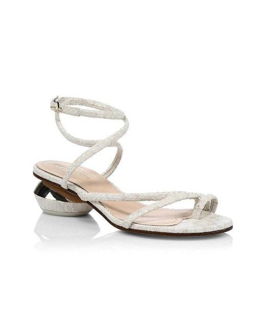 Nicholas Kirkwood Loaferina Cream Leather with Snakeskin Print