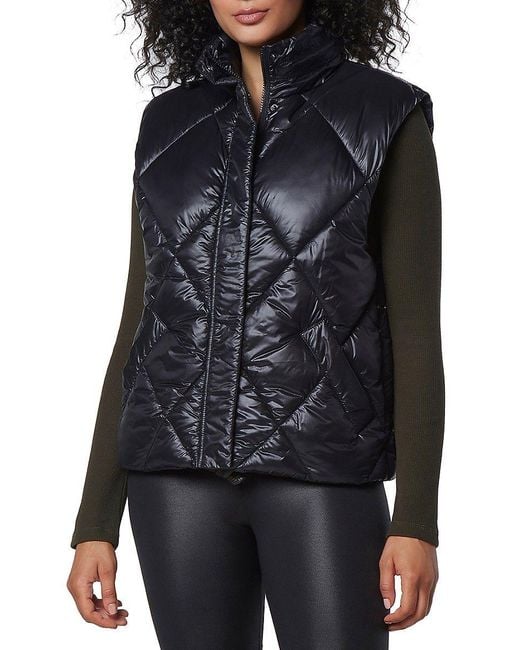 Andrew Marc Womens Silver Long Sleeve Hooded Puffer Jacket Coat Size Medium