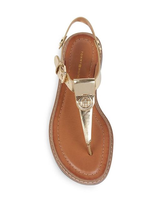 Tommy Hilfiger White Bennia Metallic Thong Sandals