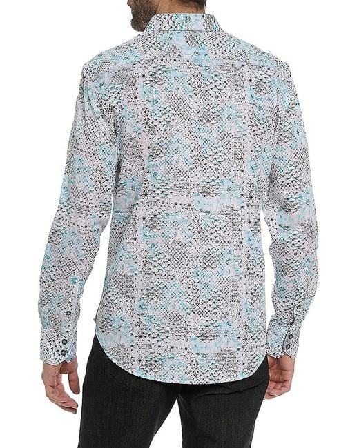 Robert Graham Blue Hendriks Abstract Cotton-Blend Shirt for men