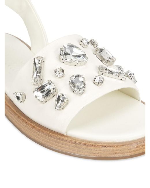3.1 Phillip Lim White Rhinestone Leather Flat Sandals