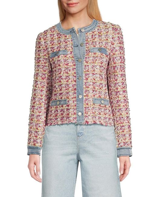 Ecru Red Mix Media Tweed Jacket