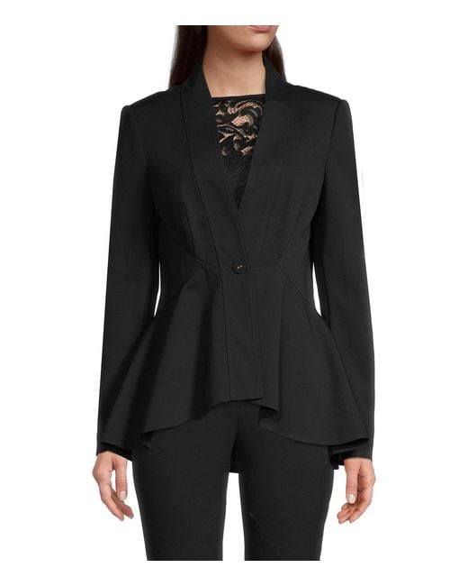 Donna Karan Collarless Peplum Blazer in Black Lyst
