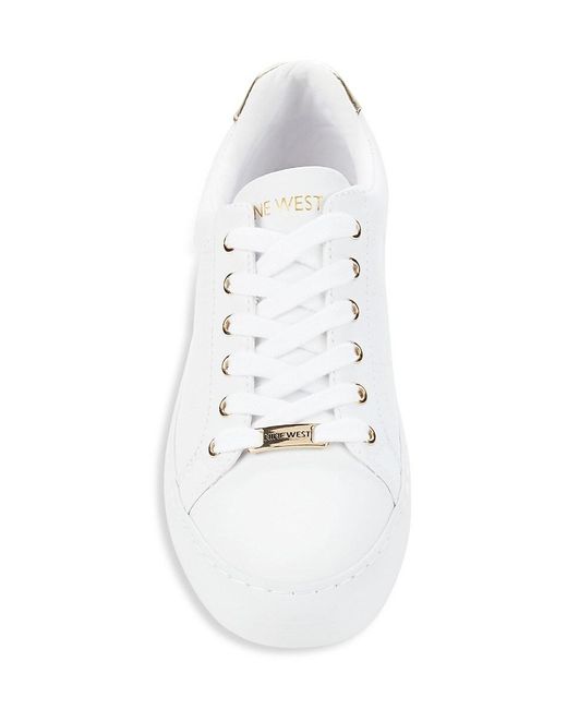 Nine West White Givens Quilted Platform Sneakers