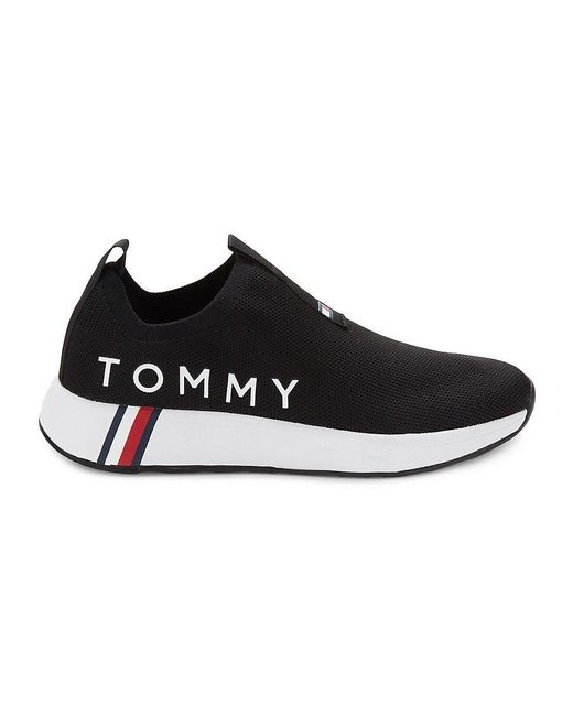 Tommy Hilfiger Black Twaliah Logo Mesh Slip On Sneakers