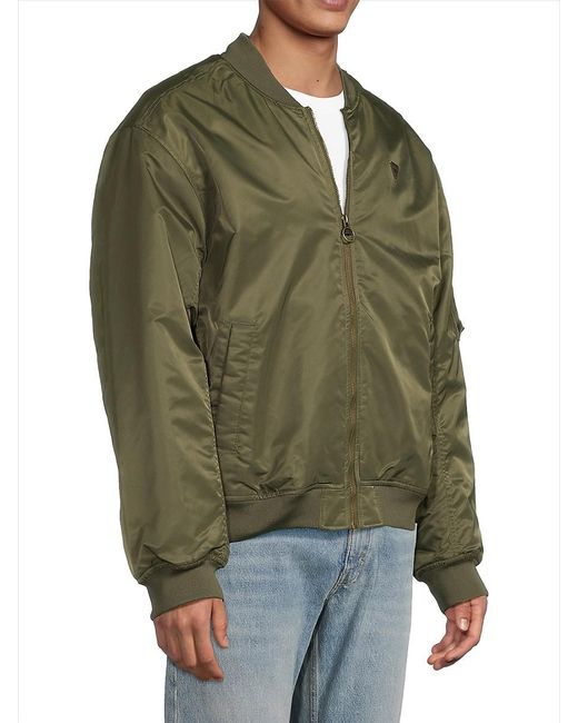 Guess Green John Hooded Bomber Jacket for men
