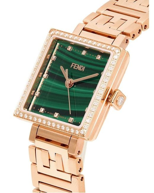Fendi Blue Forever 23mm Ip Rose Goldtone & Diamond Bracelet Watch