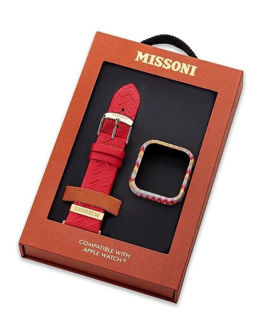 Missoni Red Apple Watch Zigzag Cover & Leather Watch Strap/41Mm