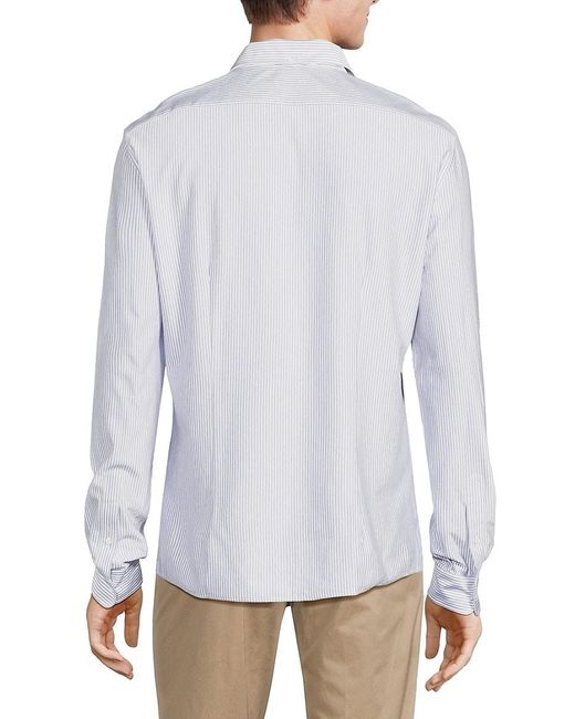 Brunello Cucinelli White Leisure Fit Striped Shirt for men