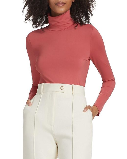 St. John Red Nuda Jersey Turtleneck Top