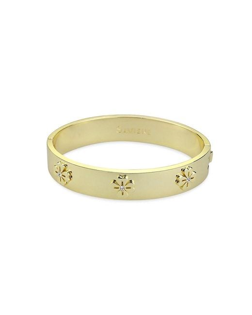 SAVIENE Metallic 18K Goldplated, Cubic Zirconia & China Crystal Bangle Bracelet