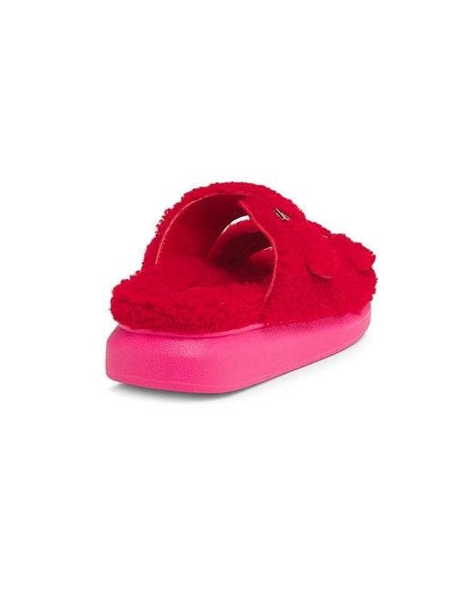 Alexander McQueen Red Shearling Platform Sandals