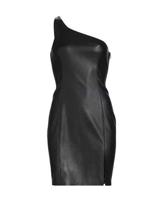 Susana Monaco White 'One Shoulder Faux Leather Mini Dress