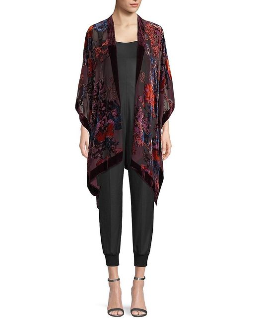 Saachi Open-front Velvet Poncho in Red | Lyst