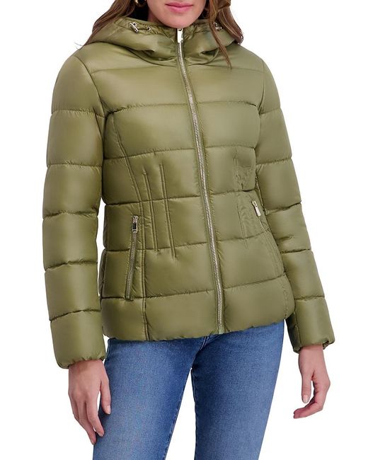 Kensie Green Quilted Hood Puffer Jacket
