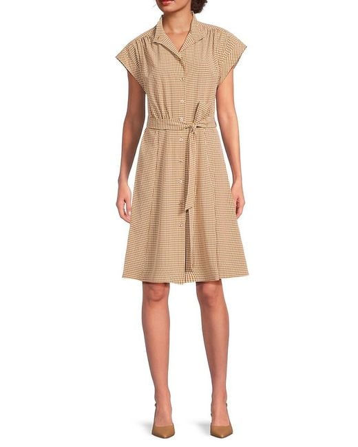Calvin Klein Natural Mini Check Belted Dress