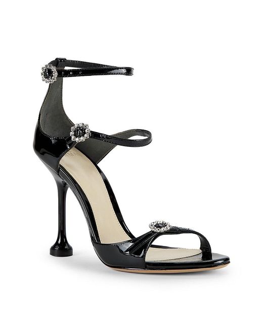 Alexandre Birman Black Anastasia 105Mm Rhinestone-Trim Leather Platform Sandals