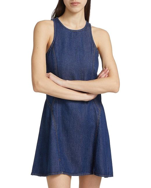 Re/done Blue Denim Split-Front Racerback Minidress