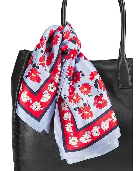 Kate Spade Red Springtime Floral Silk Scarf