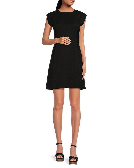 Rebecca Minkoff Black Ruched Solid Mini Dress