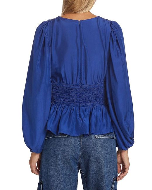 Sea Blue Fabiola Silk Ruched Blouse