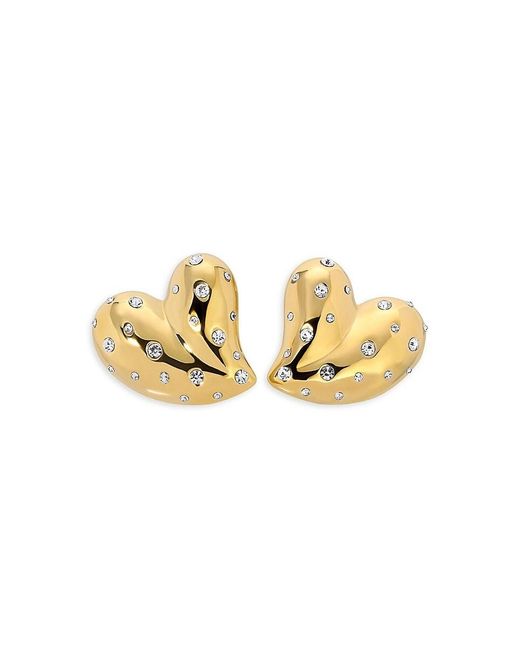 Eye Candy LA Metallic Luxe Jamila 14k Goldplated & Cubic Zirconia Heart Stud Earrings