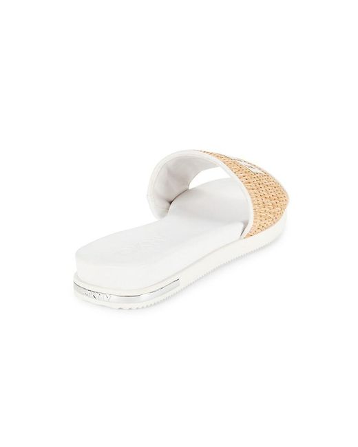 DKNY White Joa Two Tone Flat Slides