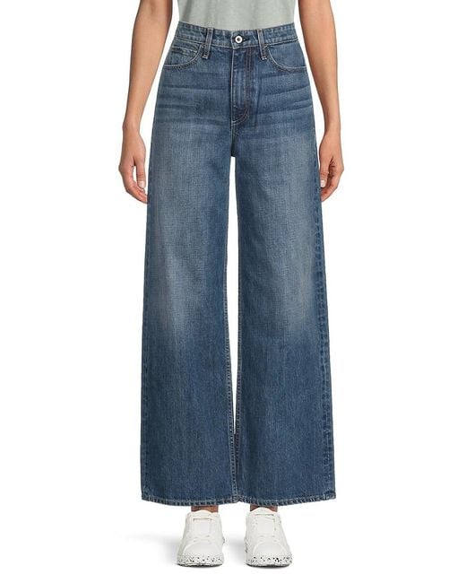 Rag Bone Women's Blue Lori Mid-Rise Wide-Leg Jeans
