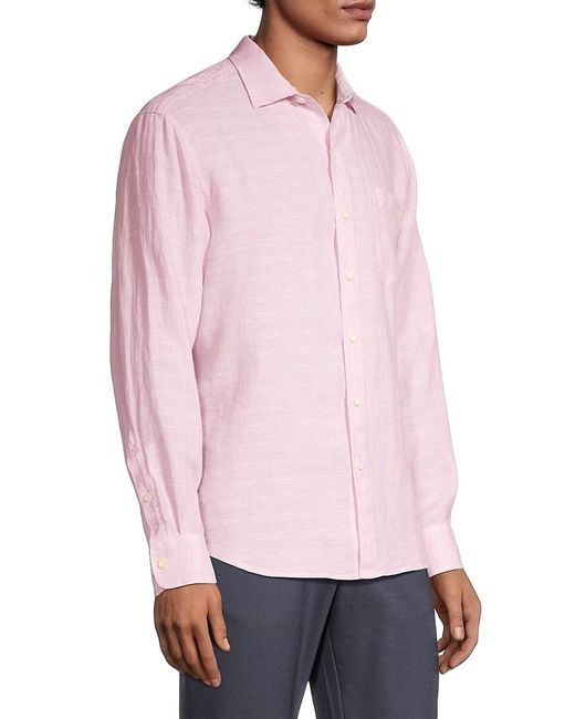 Tommy Bahama Pink Plaid Linen Sport Shirt for men