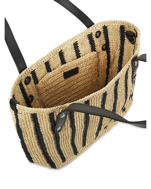 Rag & Bone Multicolor Raffia Leather Trim Tote Bag