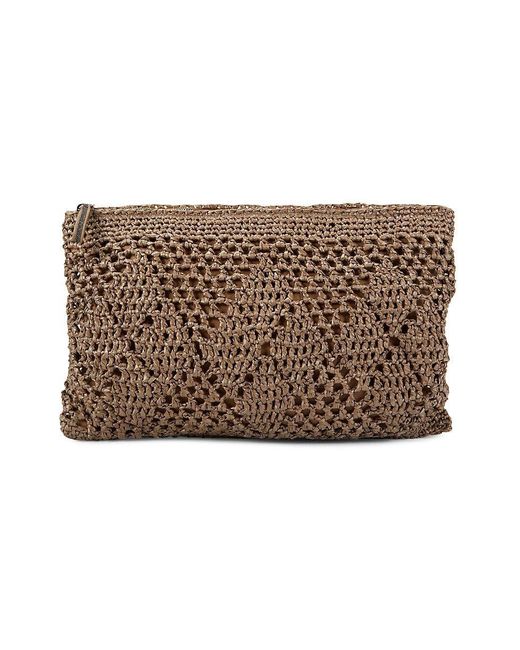 Brunello Cucinelli Crochet Raffia Zip Pouch in Brown Lyst