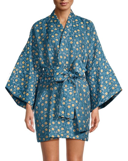 La Vie Style House Blue Daisy-Print Wrap Minidress