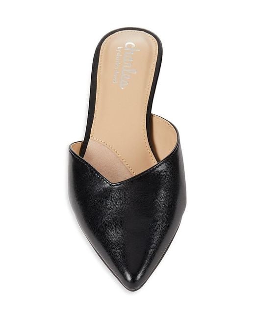 Charles David Black Aloe Point Toe Kitten Mules