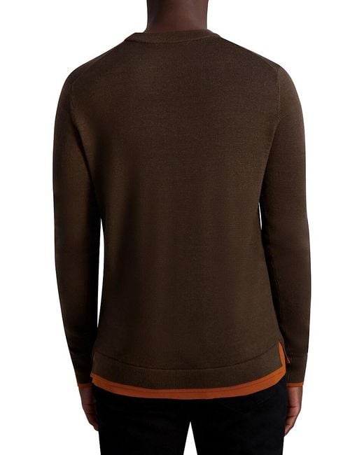 Karl Lagerfeld Gray Slim Fit Logo Wool Blend Sweater for men