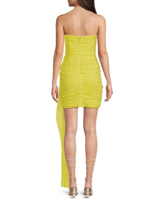 BCBGMAXAZRIA Yellow Ruched Mini Cocktail Dress