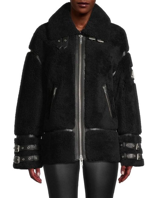 Moose Knuckles Black Golden Prairie Shearling Jacket