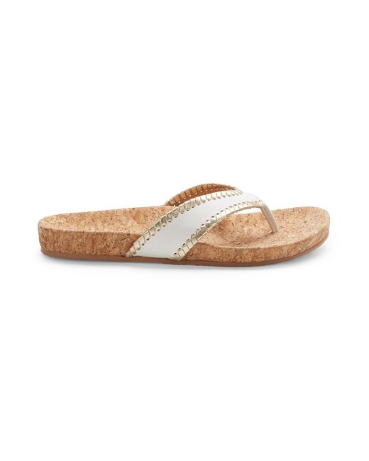 Jack Rogers | Shoes | Jack Rogers New Thelma Comfort Leather Flip Flops Platinum Gold 6 | Poshmark