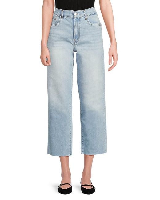 7 For All Mankind Blue The Modern Straight Cropped Jeans
